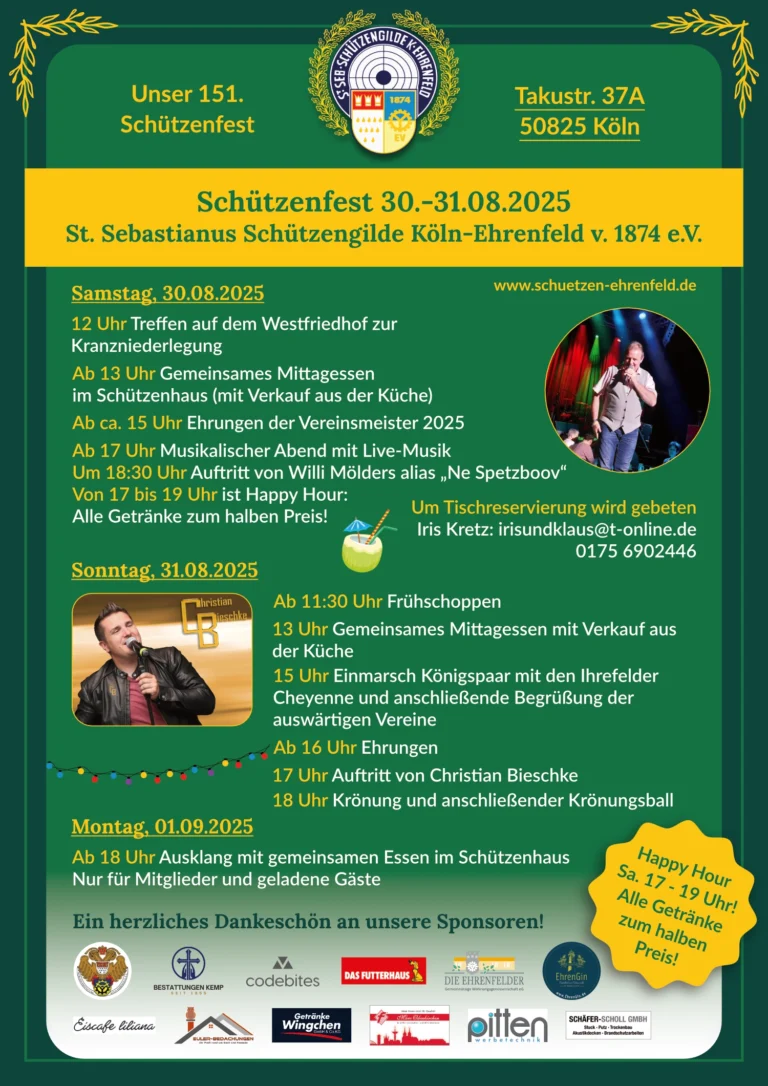 St. Sebastianus Schützenfest 2025 - Ablauf